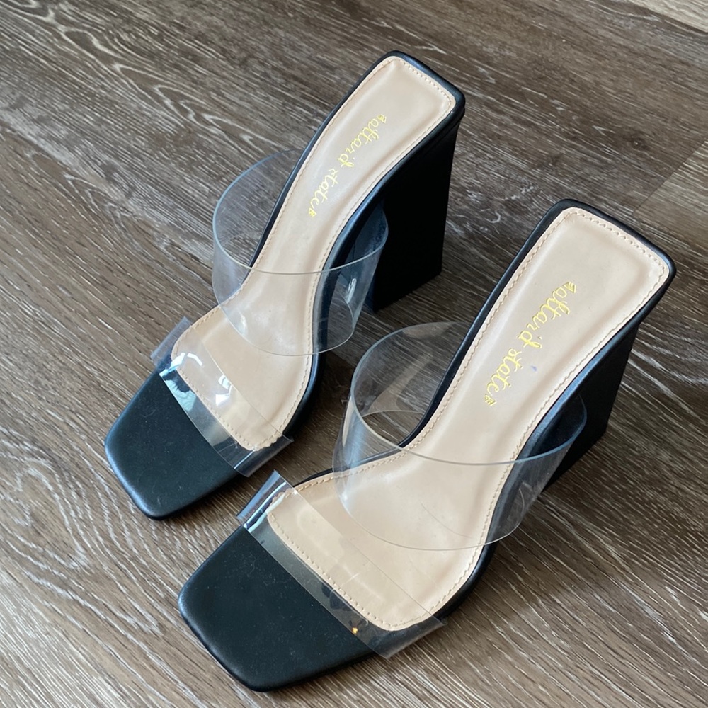 Black heels with clear straps
